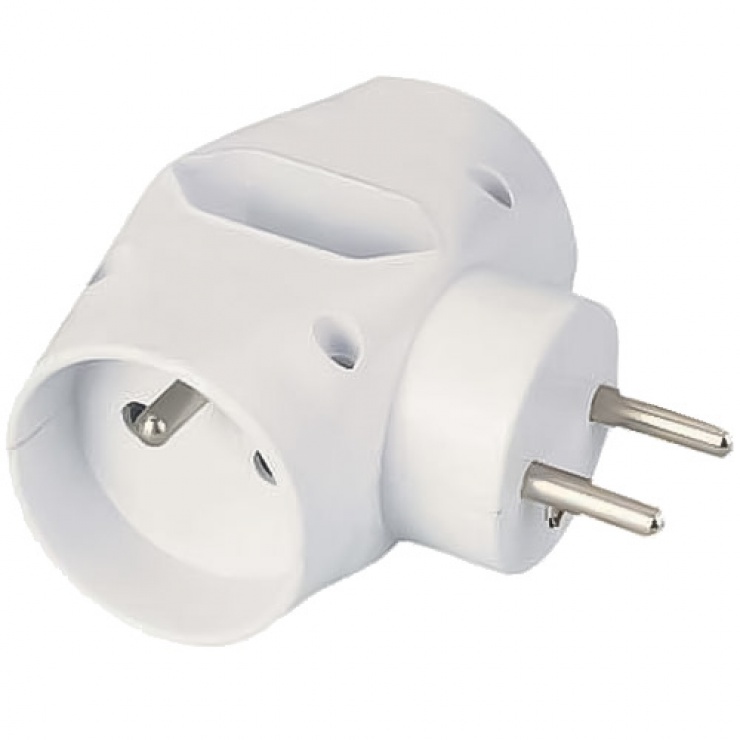 Multi priza 230v 10a cu 2 x schuko + 1 x euro alb