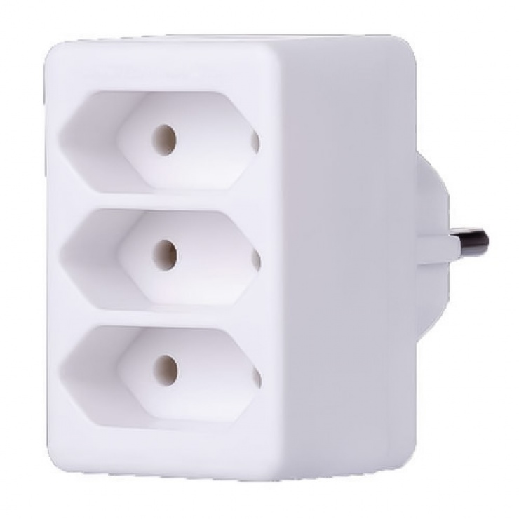 Multi priza 230v 2.5a cu 3 x euro alb 