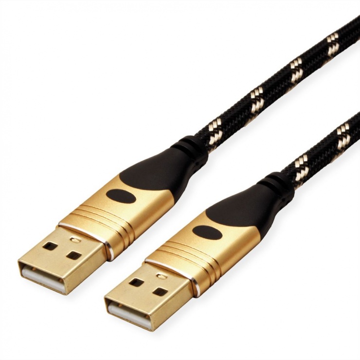 Cablu USB 2.0-A GOLD T-T 1.8m, Roline 11.02.8912