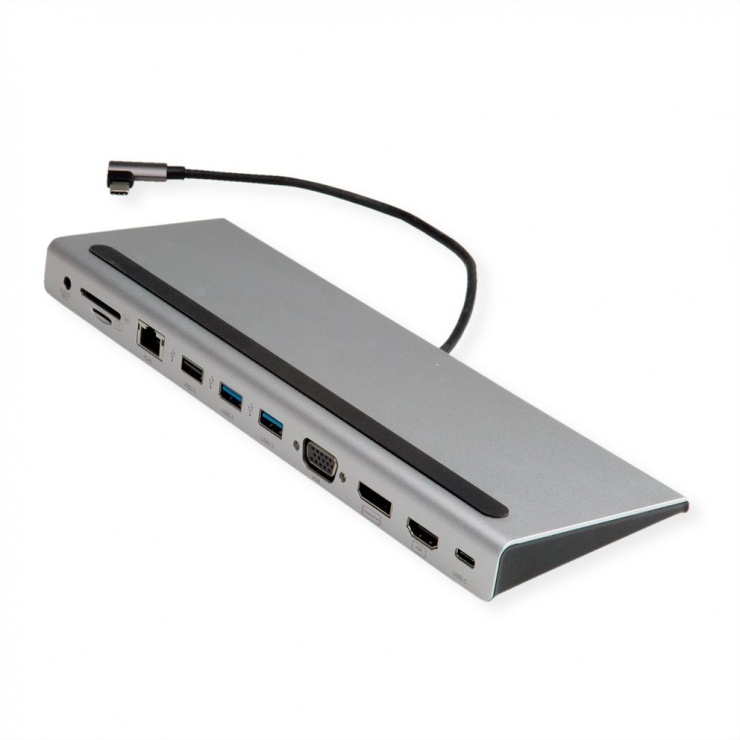 Docking station USB 3.2 Gen1 type C la HDMI/DP 4K/VGA/USB/Card Reader/PD/LAN/Audio, Value 12.99.1117 imagine noua