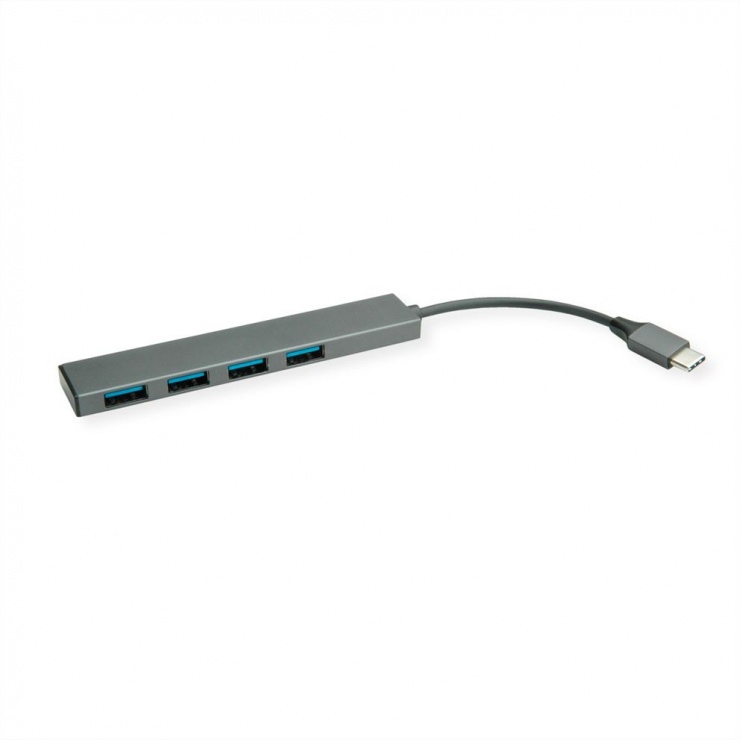HUB ultra slim USB 3.2 Gen 1-C la 4 x USB-A, Roline 14.02.5052 imagine noua