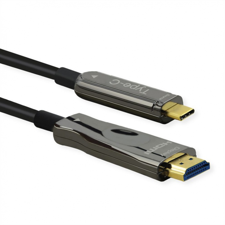 Cablu activ optic USB type C la HDMI (AOC) 4K60Hz T-T 30m, Roline 14.01.3474 imagine noua