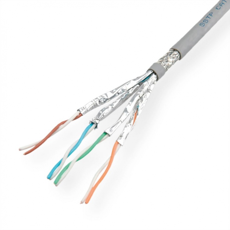Rola cablu de retea RJ45 100m SFTP Cat.7 fir solid Gri, Value 21.99.0885 conectica.ro imagine noua tecomm.ro