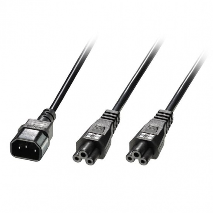 Cablu de alimentare in Y IEC C14 la 2 x IEC C5 2.5m, Lindy L30370 conectica.ro