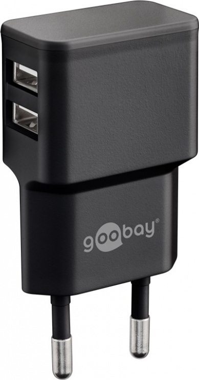 Incarcator priza 2 x USB 2.4A Negru, Goobay 44951 conectica.ro