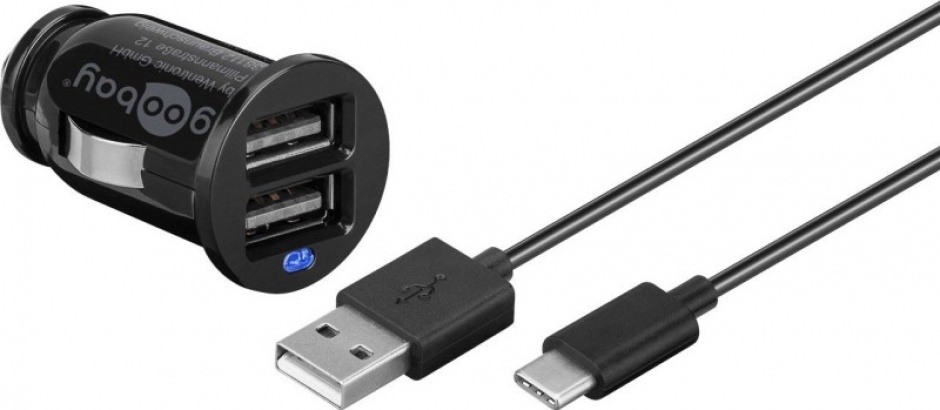 Incarcator auto 2 x USB 2.1A + cablu USB-C 1m, ppadapter-128 Goobay conectica.ro imagine 2022 3foto.ro
