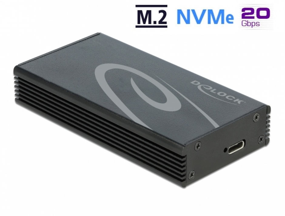 Rack extern USB 3.2-C Gen 2×2 pentru M.2 NVMe PCIe SSD, Delock 42000