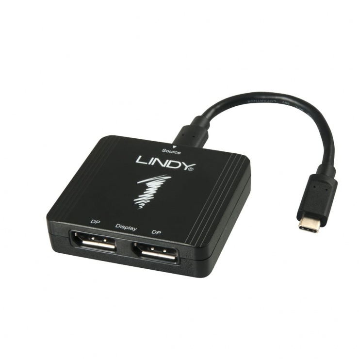 Adaptor USB type C la 2 x Displayport MST, Lindy L43232 conectica.ro imagine noua tecomm.ro