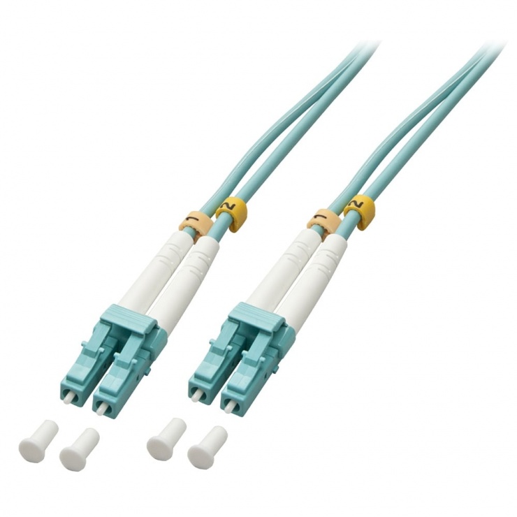 Cablu fibra optica LC-LC OM3 Duplex Multimode 10m, Lindy L46374 imagine noua