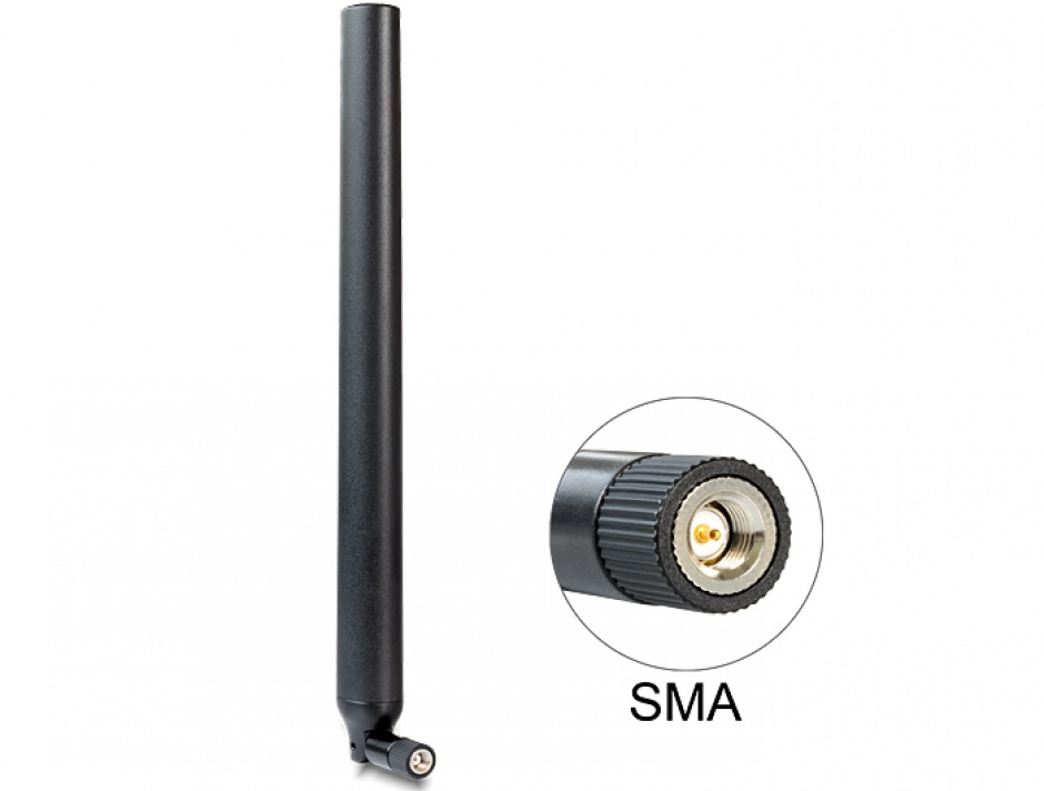 Antena LTE SMA plug 0.1 – 4.5 dBi omnidirectional, Delock 88436