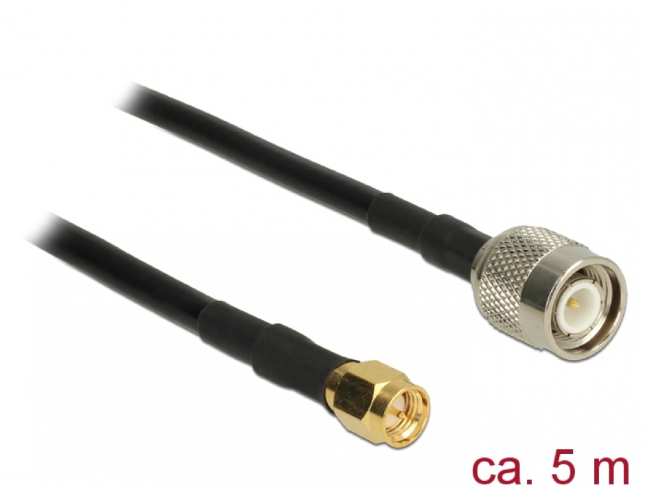 Cablu TNC Plug la SMA Plug CFD200 5m low loss, Delock 89505 89505 imagine noua 2022