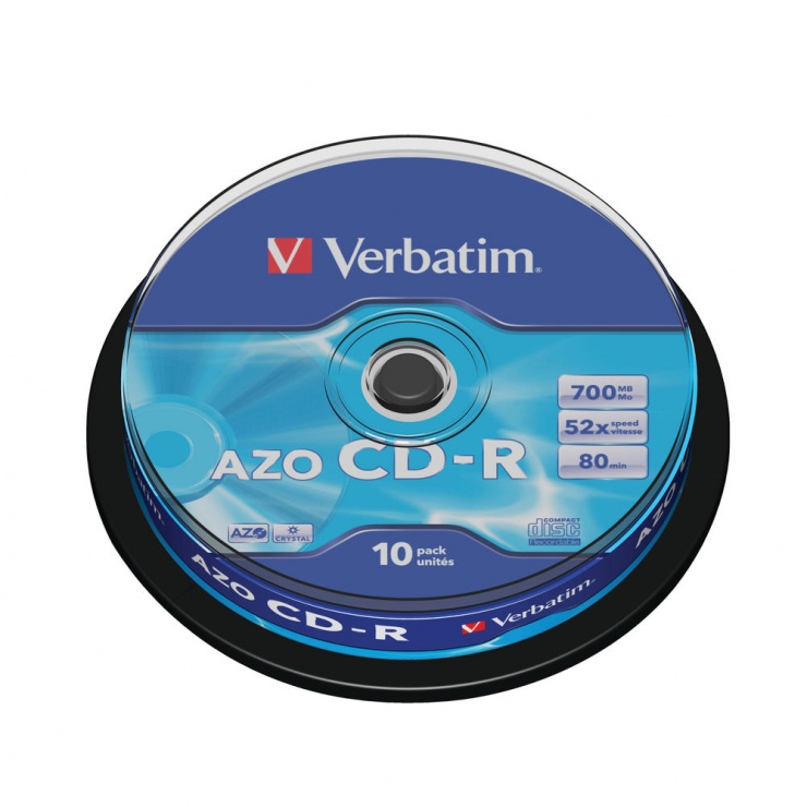 Set 10 buc CD-R 700MB/80min/52x, Verbatim 43437 conectica.ro