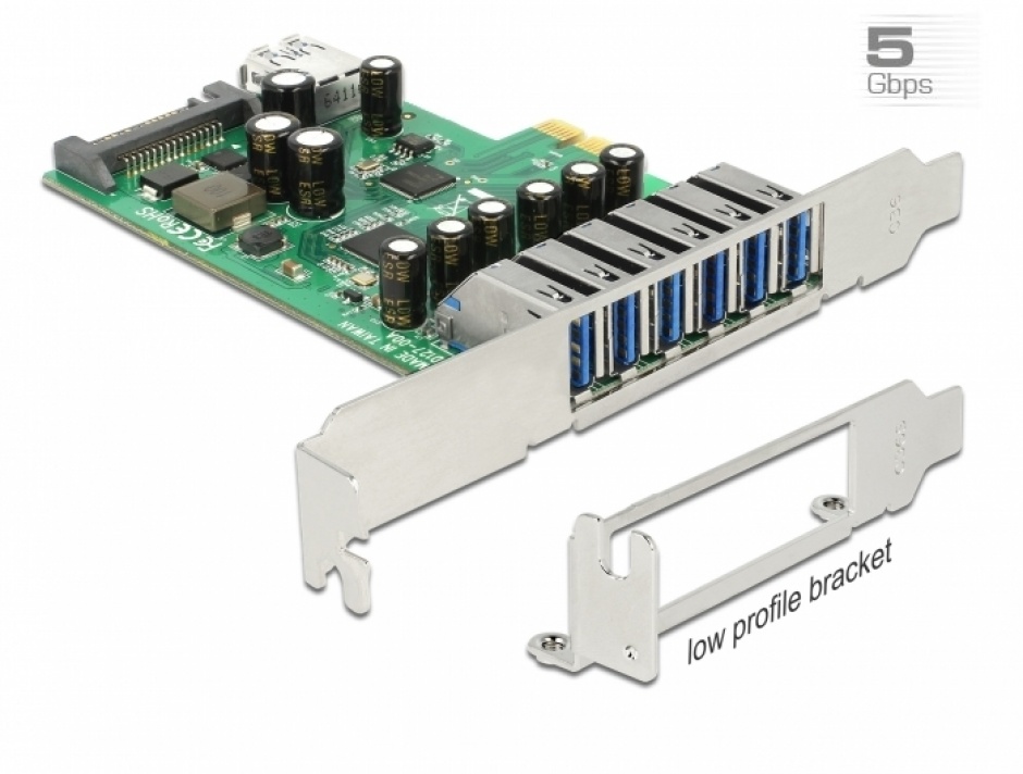 PCI Express cu 6 x USB 3.0-A externe + 1 x USB 3.0-A intern, Delock 89377 imagine noua