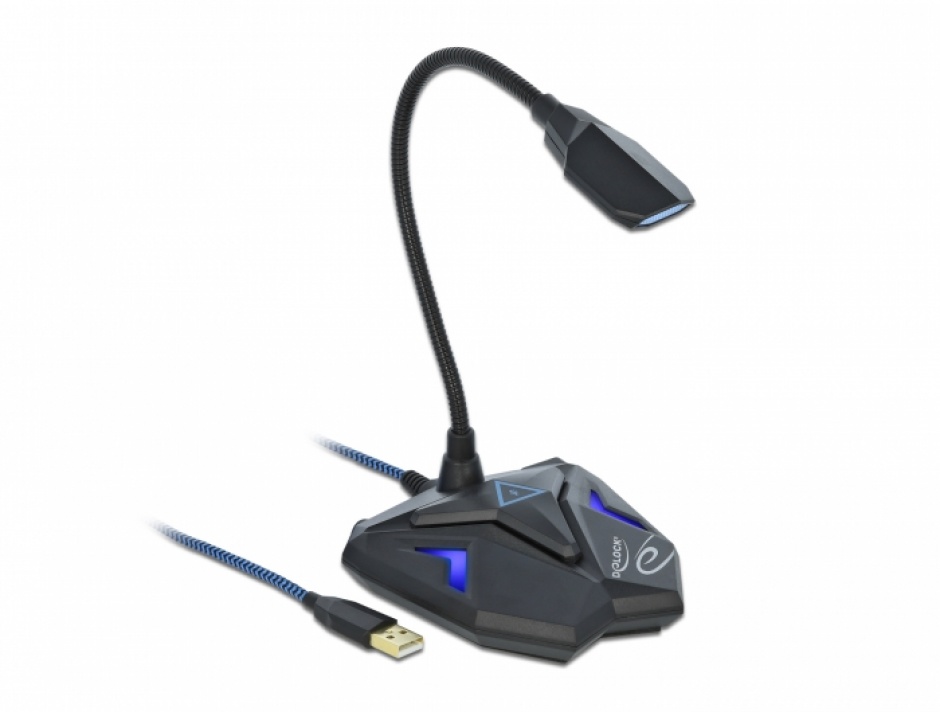 Microfon Desktop USB Gaming cu buton mute, Delock 66330 conectica.ro