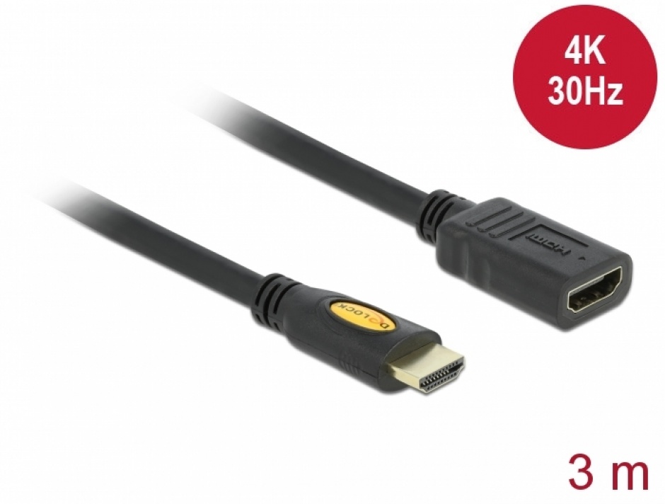 Cablu prelungitor HDMI 4K 1.4 T – M 3M, Delock 83081 imagine noua