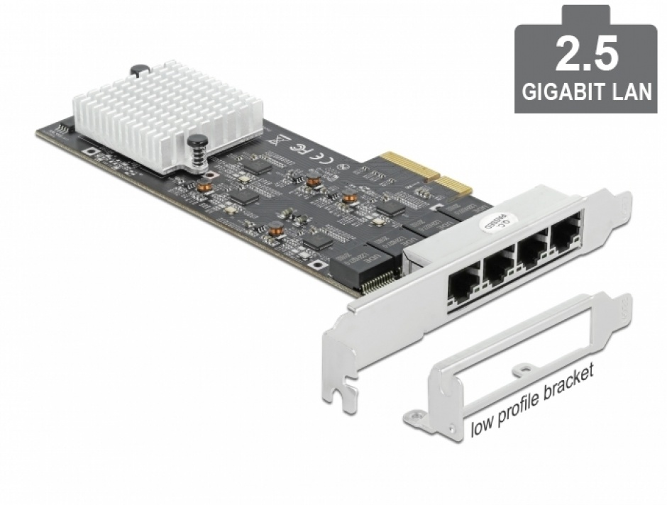 PCI Express x4 la 4 x 2.5 Gigabit LAN RTL8125, Delock 89192 conectica.ro imagine noua tecomm.ro
