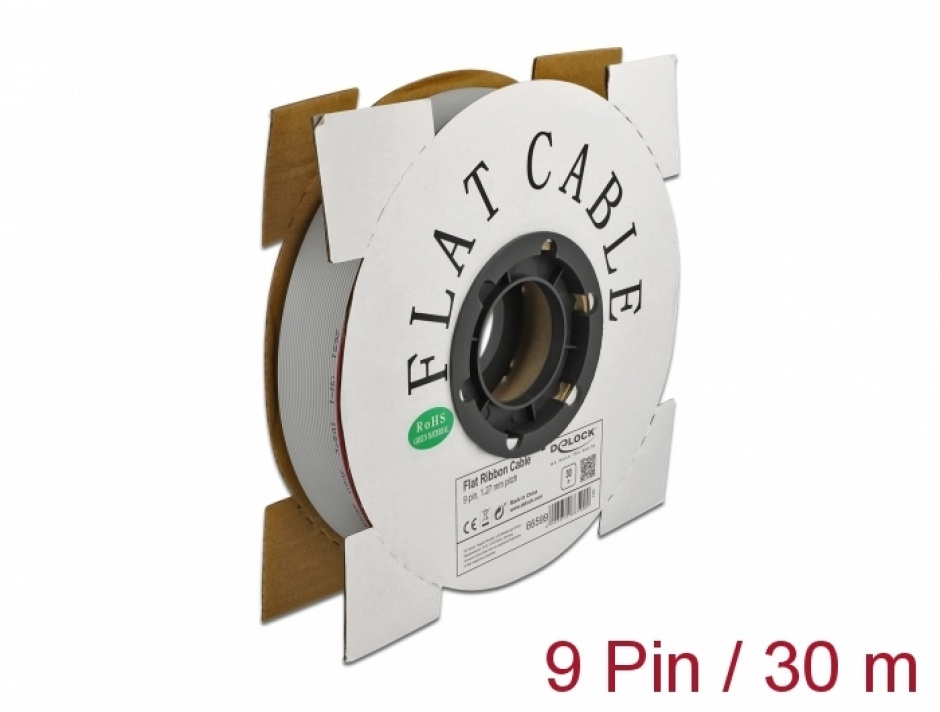 Cablu plat/flat pentru D-SUB 9 pini/pitch 1.27mm 30m, Delock 66599 imagine noua