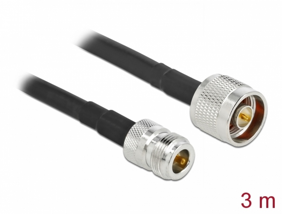 Cablu prelungitor N type LMR/CFD300 T-M 3m low loss, Delock 90457 conectica.ro imagine noua tecomm.ro