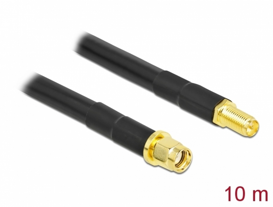 Cablu prelungitor RP-SMA LMR/CFD300 T-M 10m low loss, Delock 90446 conectica.ro imagine noua tecomm.ro