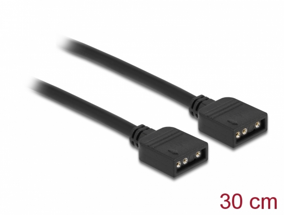 Cablu de conectare RGB cu 3 pini pentru iluminare LED 5V RGB 0.3m, Delock 86013 conectica.ro