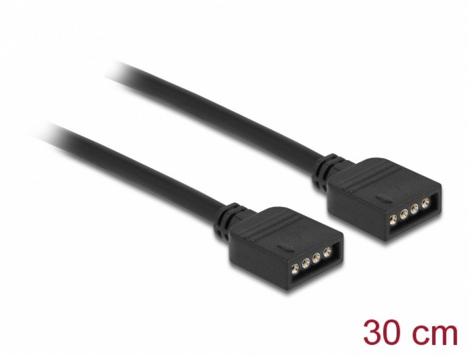 Cablu de conectare RGB cu 4 pini pentru iluminare LED 12V RGB 0.3m, Delock 86015 conectica.ro