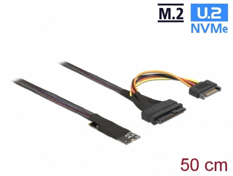 Adaptor M.2 Key M la U.2 SFF-8639 NVMe + cablu 0.5m, Delock 62984 conectica.ro