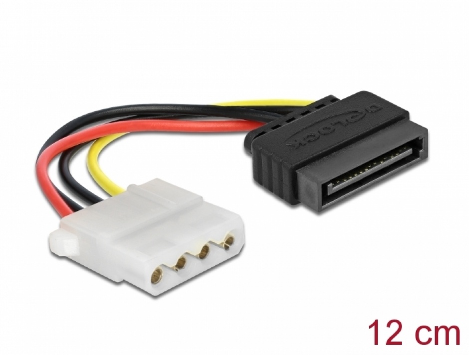 Cablu alimentare SATA 15 pini la Molex T-M 12cm, Delock 60115 conectica.ro