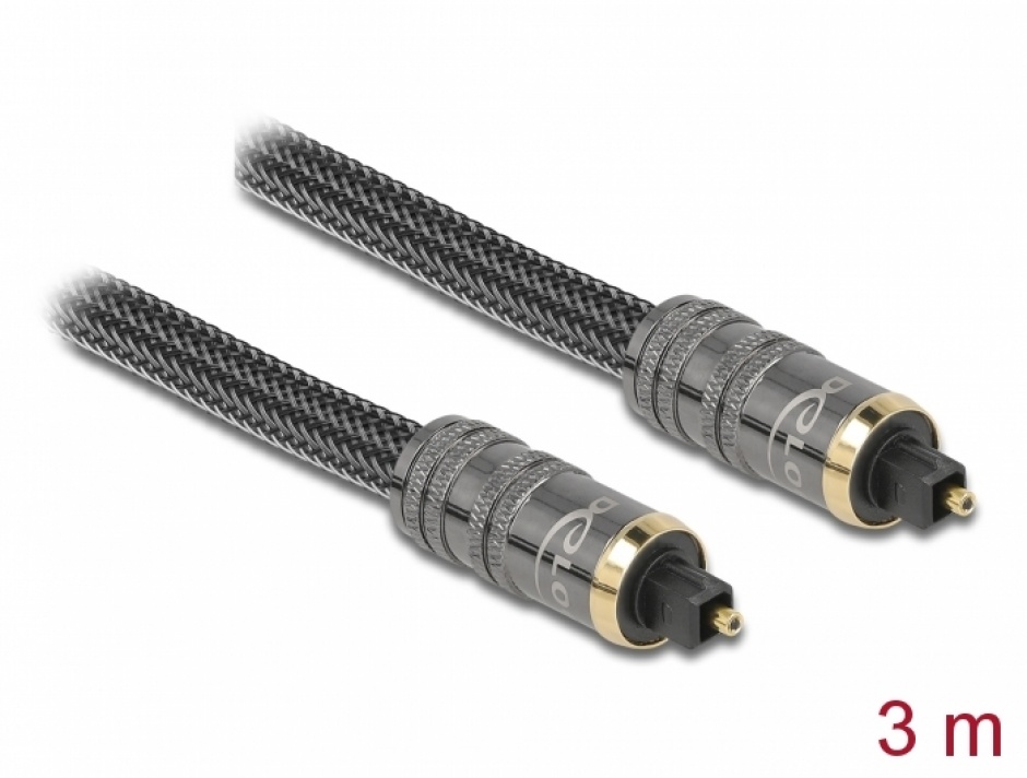 Cablu audio optic SPDIF Toslink 3m Antracit, Delock 86985 conectica.ro
