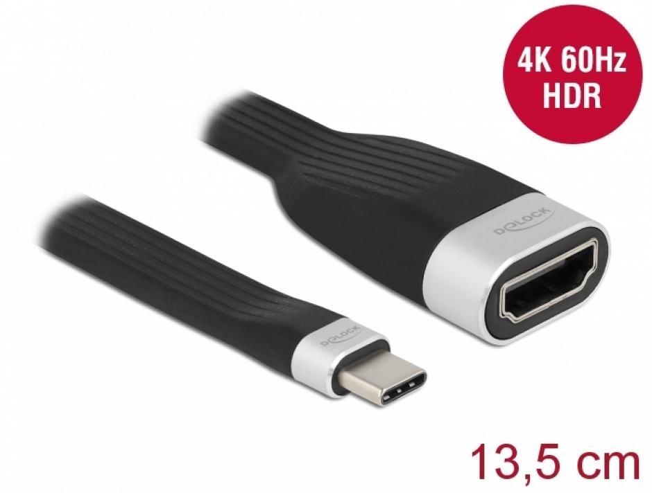Adaptor USB type C la HDMI (DP Alt Mode) 4K60Hz HDR T-M 13cm, Delock 86729 imagine noua