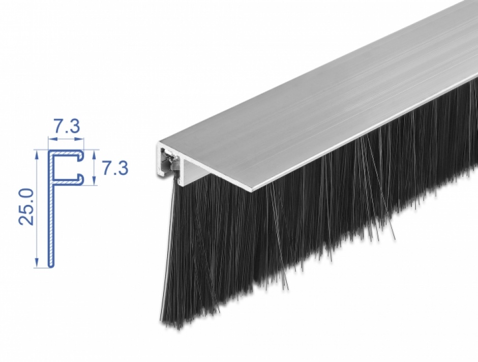 Banda cu perii 40 mm cu profil din aluminiu unghi 1m, Delock 66652 1m imagine noua 2022