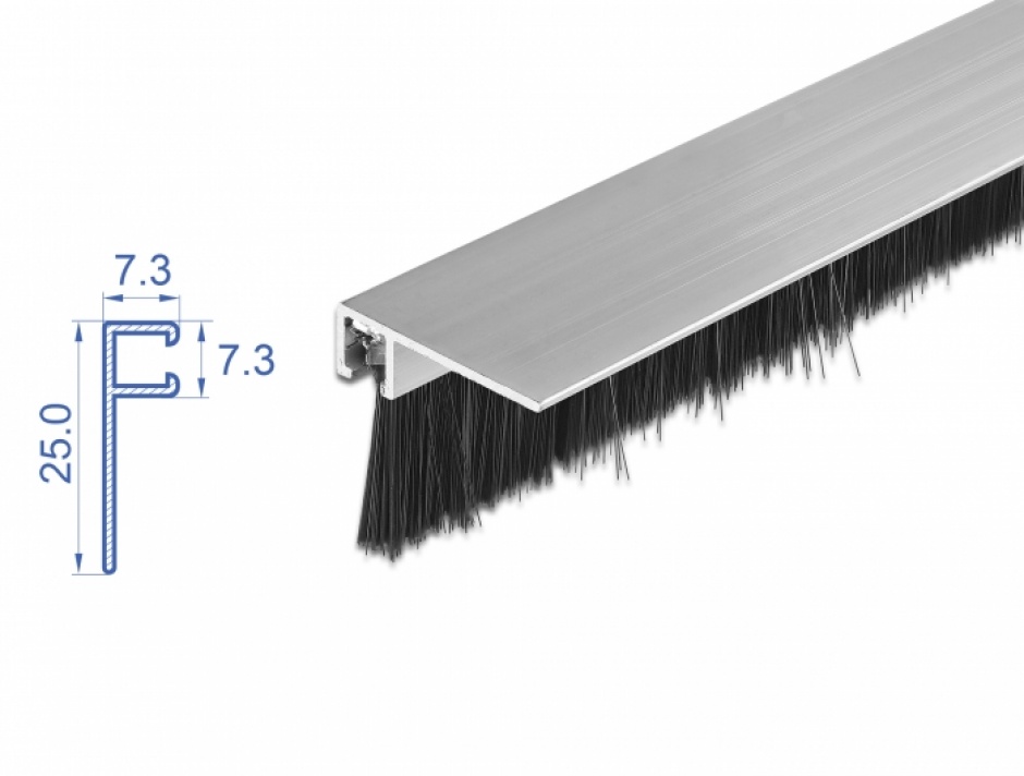 Banda cu perii 20 mm cu profil din aluminiu unghi 1m, Delock 66650 1m imagine noua 2022