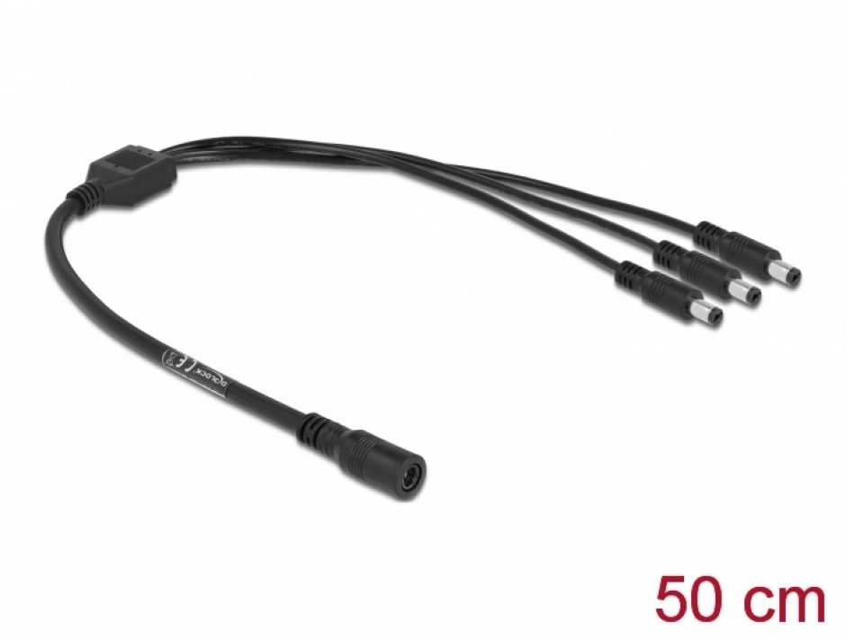 Cablu de alimentare 1 x 5.5 x 2.1 mm la 3 x 5.5 x 2.1 mm T-M, Delock 83021 conectica.ro