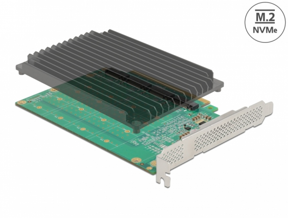 PCI Express cu 4 porturi NVMe M.2 Key M cu ventilator, Delock 90054 conectica.ro