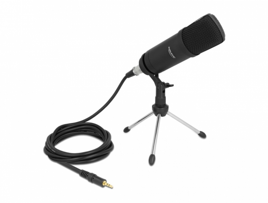 Microfon profesional pentru podcast/computer XLR/jack 3.5mm, Delock 66640 imagine noua