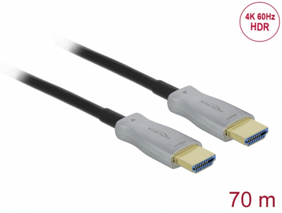 Cablu optic activ HDMI 4K60Hz HDR T-T 70m, Delock 84136