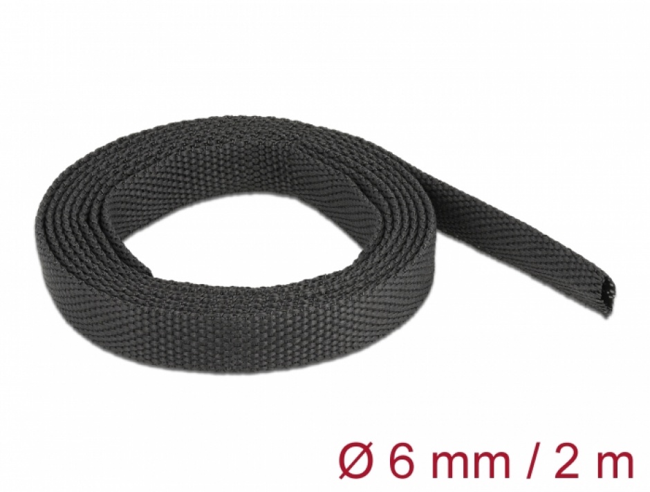 Tub termocontractabil 2 m x 6 mm raport 2:1 Negru, Delock 20791