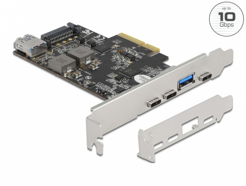 PCI Express cu 3 x USB 3.2 Gen 2-C + 2 x USB-A LPFF, Delock 90060 imagine noua