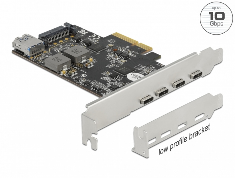PCI Express cu 4 x USB 3.2 Gen 2-C + 1 x USB-A LPFF, Delock 90059 2-C imagine noua tecomm.ro