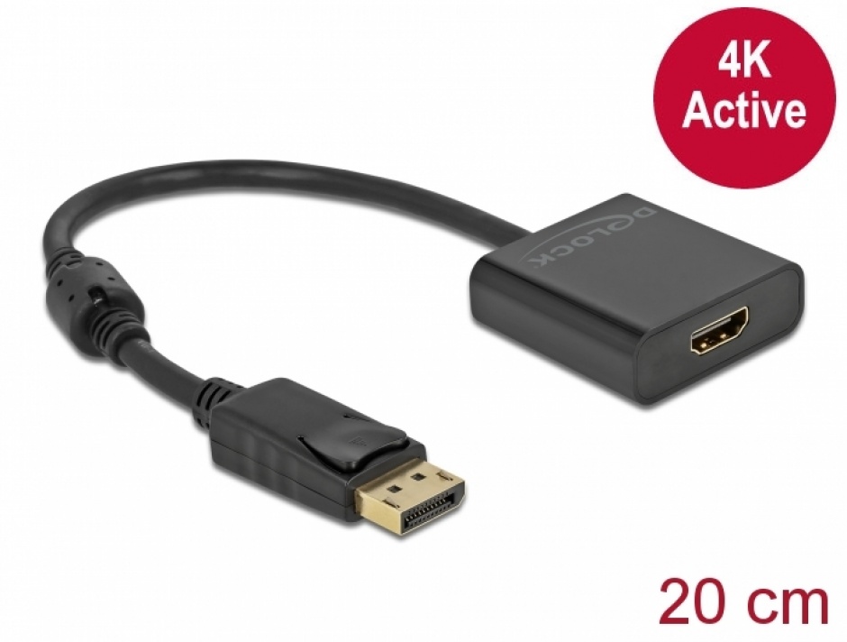 Adaptor Displayport la HDMI T-M 1.2 4K Activ Negru, Delock 63585 conectica.ro imagine noua tecomm.ro