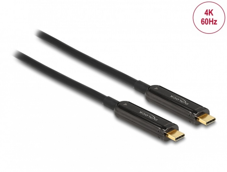 Cablu activ optic video USB type C 4K60Hz T-T 15m, Delock 84104 15m imagine noua 2022