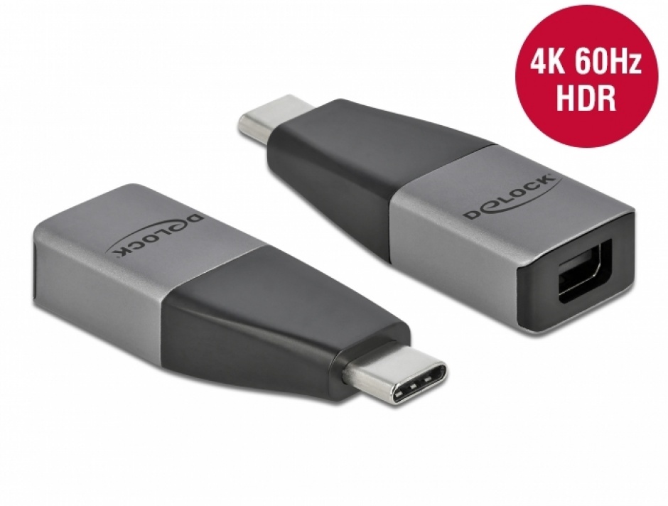 Adaptor USB 3.2-C Gen1 la mini DisplayPort (DP Alt Mode) 4K60Hz, Delock 64121 conectica.ro