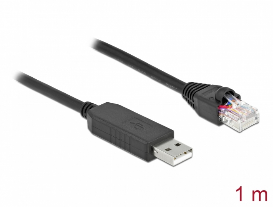 Cablu USB la serial RS-232 RJ45 (pentru router Cisco) T-T 1m, Delock 64160 conectica.ro