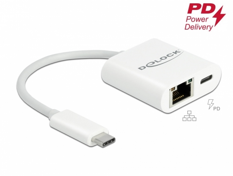 Adaptor USB 3.2 Gen 1-C la Gigabit cu alimentare PD, Delock 65402 conectica.ro imagine noua tecomm.ro