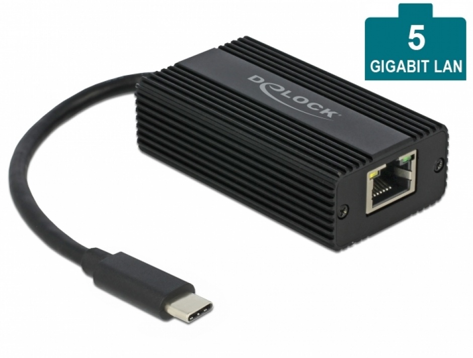 Adaptor USB 3.1 Gen 1-C la 5 Gigabit LAN, Delock 66088 Delock conectica.ro imagine 2022 3foto.ro