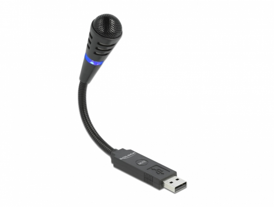 Microfon USB flexibil cu buton Mute, Delock 66499 imagine noua