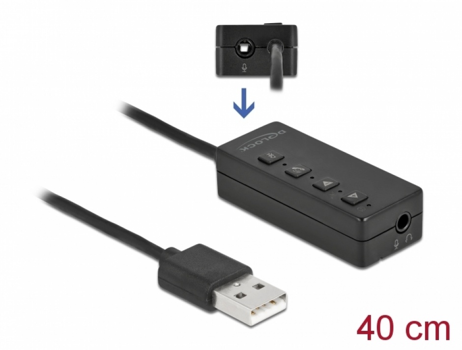 Adaptor DAC USB-A la 2 x jack stereo casca si microfon, Delock 66731 (casca