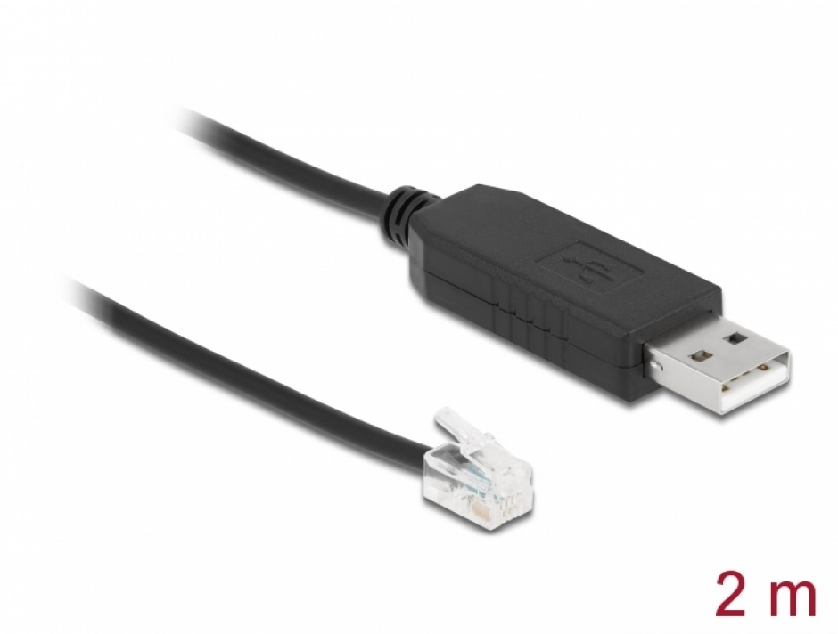 Cablu USB-A la Serial RS-232 RJ9/RJ10 cu protectie ESD Celestron NexStar 2m, Delock 66734 conectica.ro
