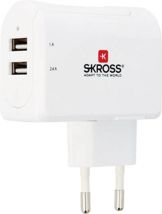 Incarcator priza cu 2 x USB 3.4A, Skross PSUP-USB-W234WE-SKRS conectica.ro