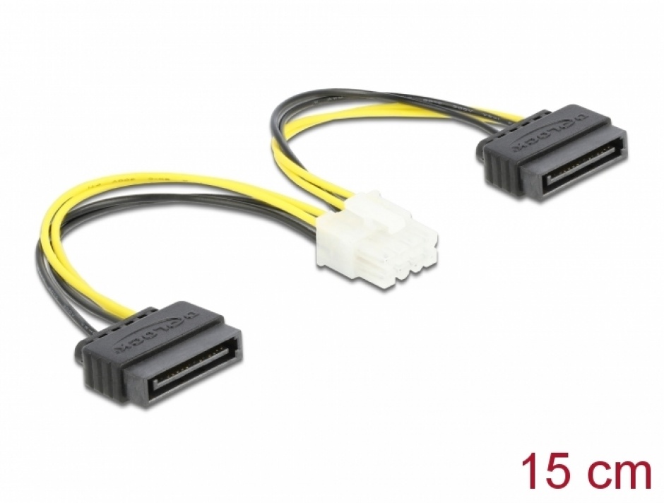 Cablu de alimentare 8 pini EPS la 2 x SATA 15cm, Delock 83020 conectica.ro imagine noua 2022