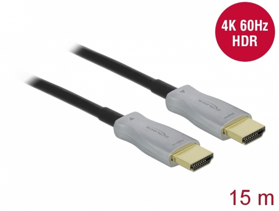 Cablu optic activ HDMI 4K60Hz HDR T-T 15m, Delock 85012 imagine noua